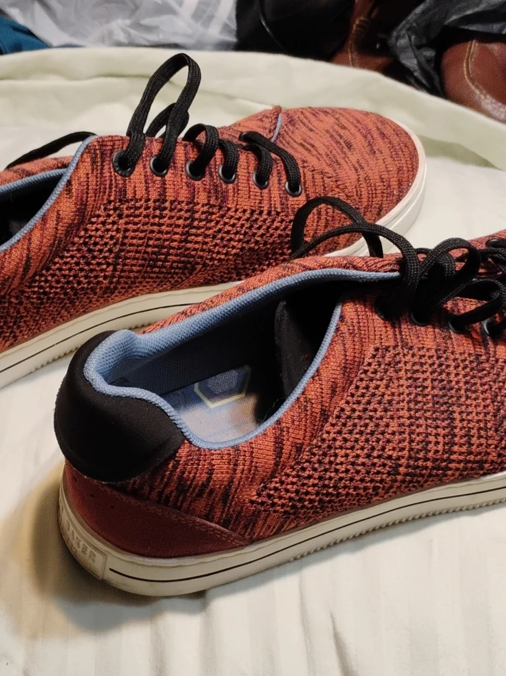 Ted Baker London Orange Knit Lace-Up Sneakers with Black Laces